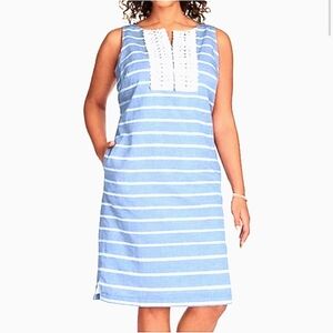 Talbots Blue and White Embroidered Top